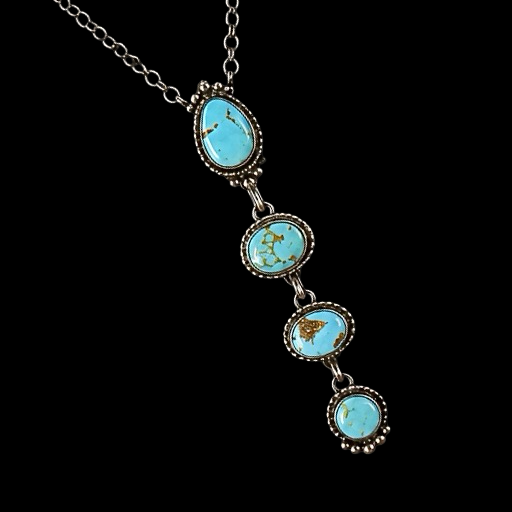 Kingman Turquoise lariat handcrafted by Native American artist Letricia Largo