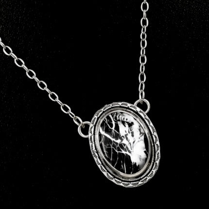 White Buffalo Dolomite necklace handcrafted by Native American artist Jameson Garcia