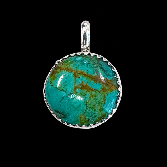 Kingman Turquoise pendant handcrafted by Native American artist Ronald Lee