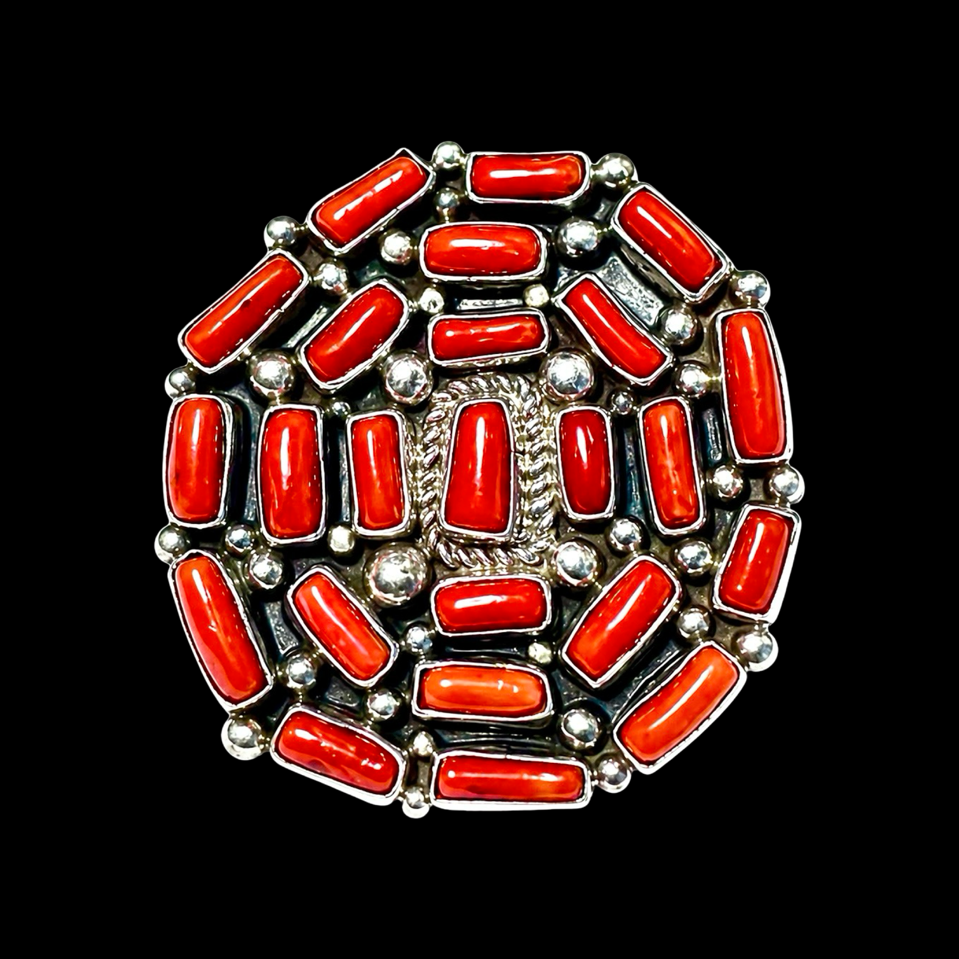 Mediterranean Coral ring handcrafted by Native American artist Brian Jones