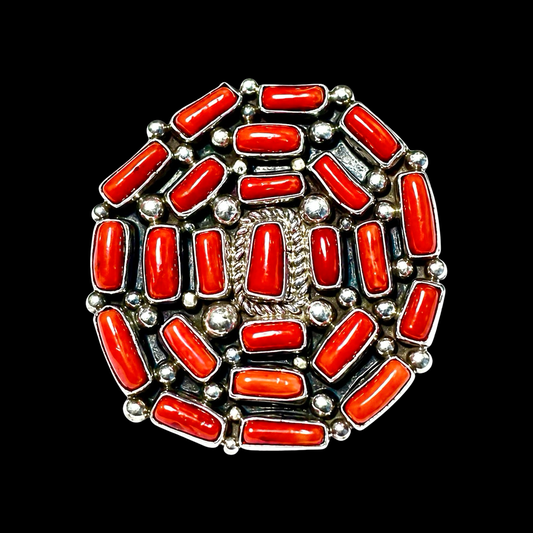 Mediterranean Coral ring handcrafted by Native American artist Brian Jones
