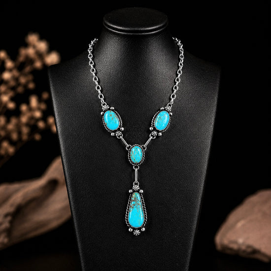 Mine #8 Turquoise lariat handcrafted by Native American artist Augustine Largo