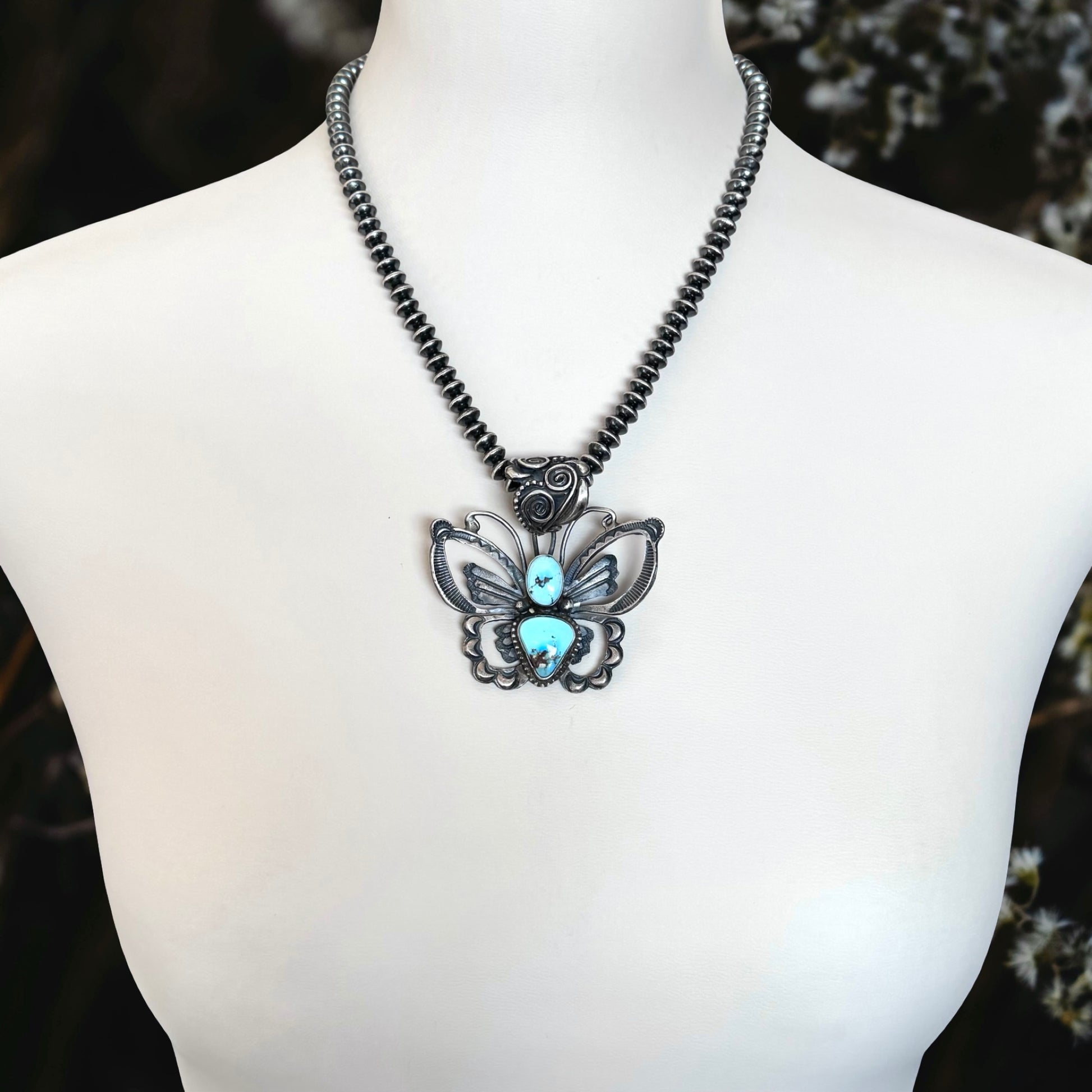Golden Hills Turquoise pendant handcrafted by Native American artist Shawn Cayatineto