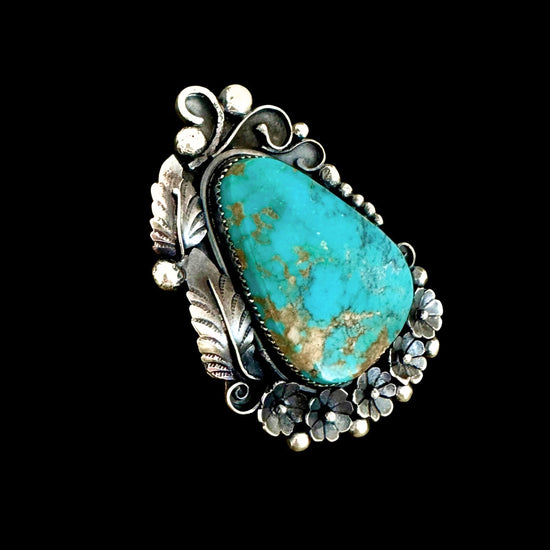 High-Grade Kingman Turquoise ring handcrafted by Native American artist Marcus Chavez