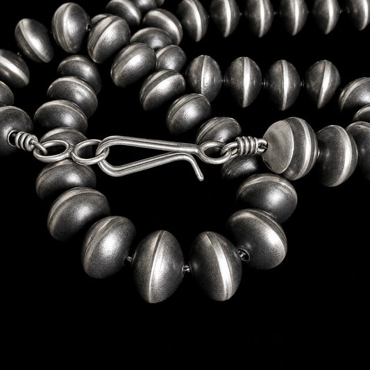 Sterling Silver navajo pearls handcrafted by Native American artist Bryannen Halwood