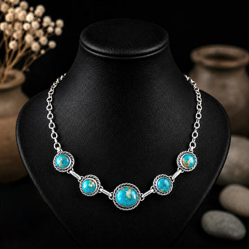 Kingman Turquoise choker handcrafted by Native American artist Augustine Largo