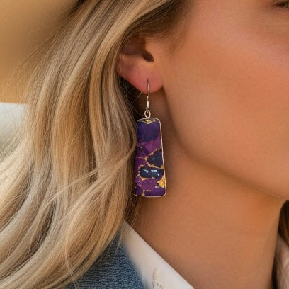 Multi-color Slabs earrings handcrafted by Native American artist Jameson Pete
