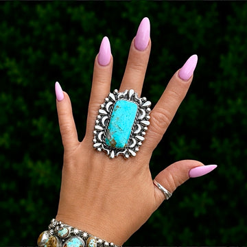 The Saylor Ring (Adjustable) - Tyrone Turquoise by Marcus Chavez