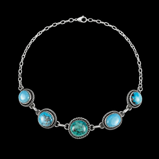 Kingman Turquoise choker handcrafted by Native American artist Lorenzo and Jerilyn Chee