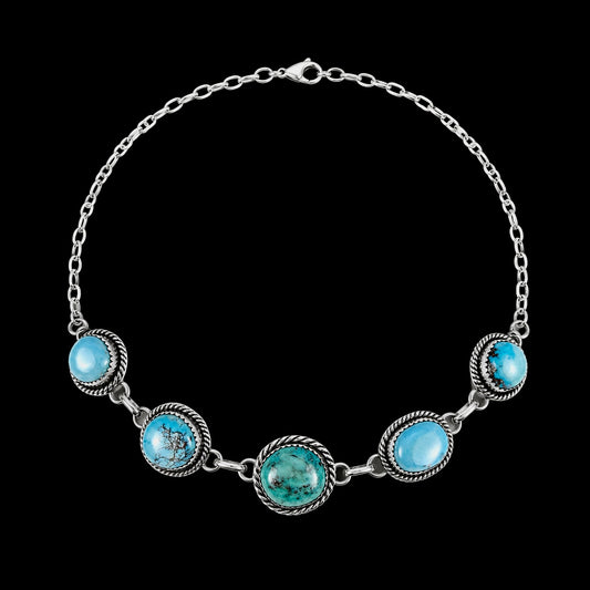 Kingman Turquoise choker handcrafted by Native American artist Lorenzo and Jerilyn Chee