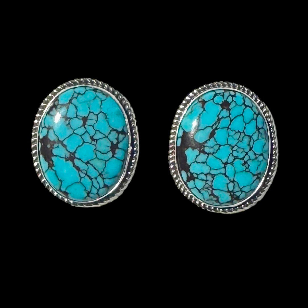 Egyptian Turquoise earrings handcrafted by Native American artist RW