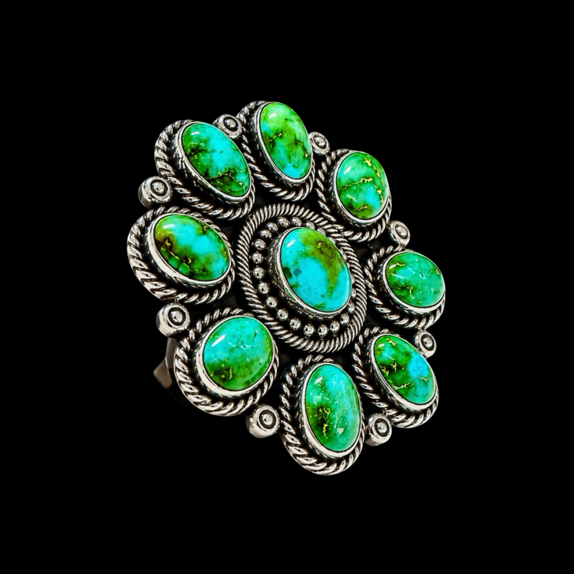 Sonoran Gold Turquoise ring handcrafted by Native American artist Hemerson Brown