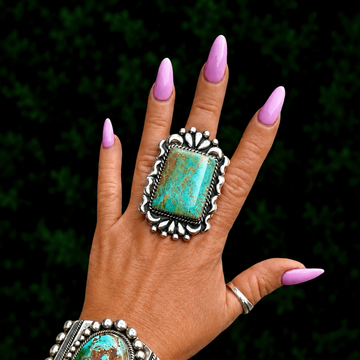 The Monroe Ring (Adjustable) - Kingman Turquoise by Marcus Chavez