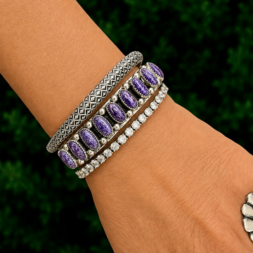 The Pureté Cuff - Charoite Stacker by Brian James