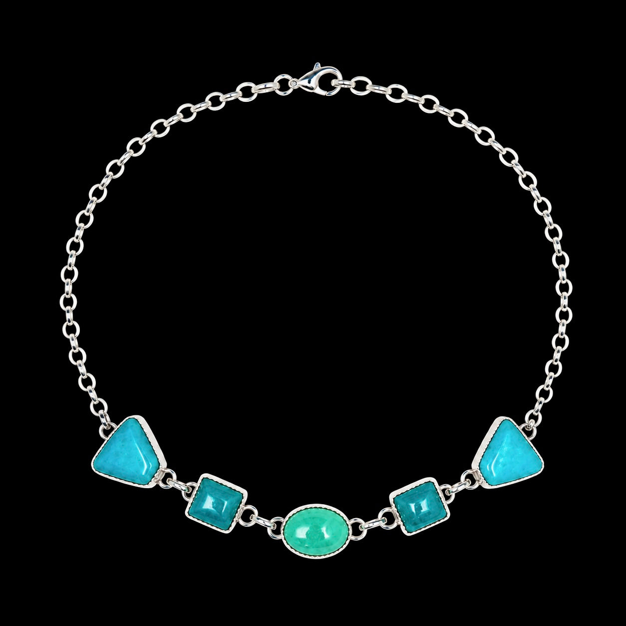 Thunder Creek Turquoise choker handcrafted by Native American artist Lorenzo and Jerilyn Chee