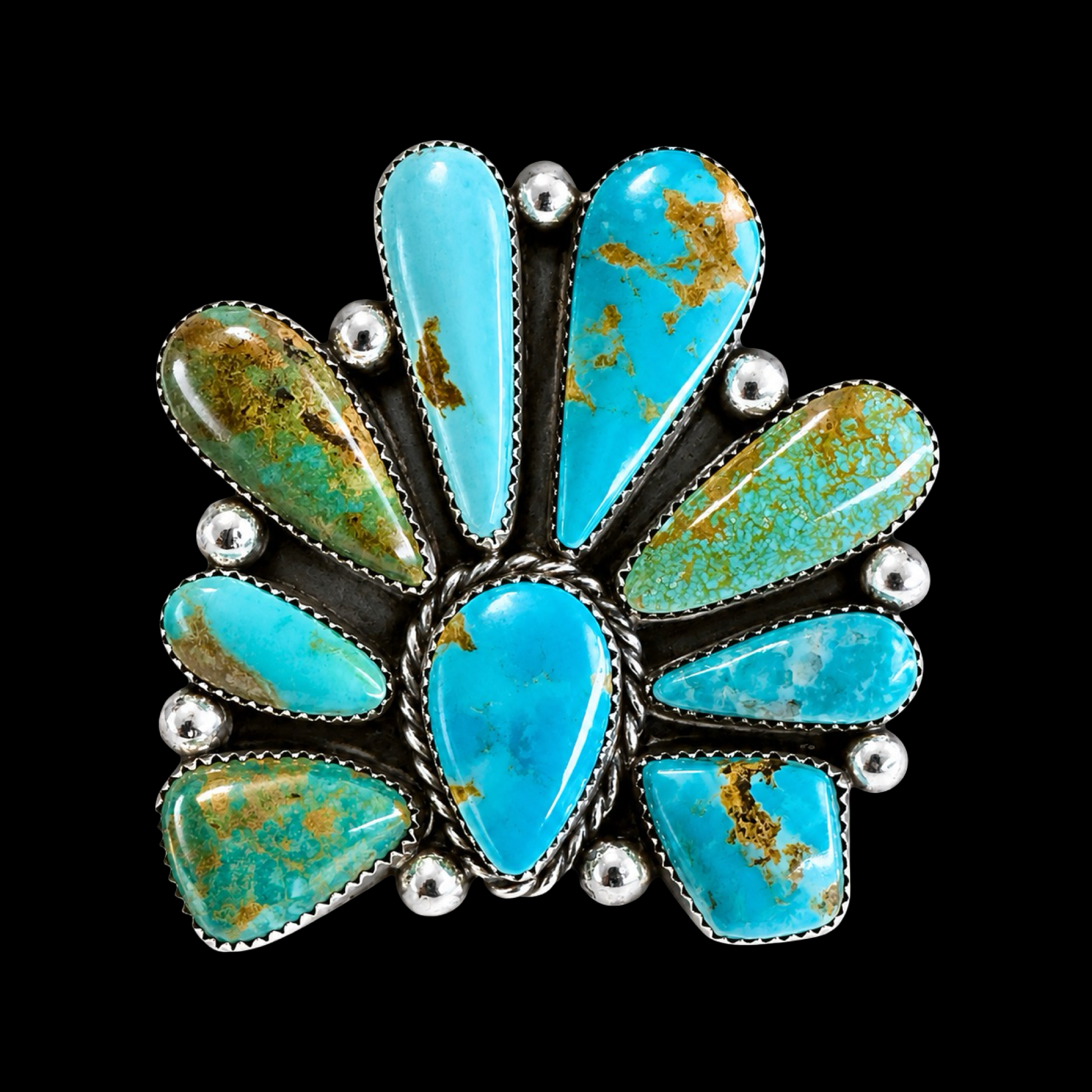 Kingman Turquoise ring handcrafted by Native American artist Marcus Chavez