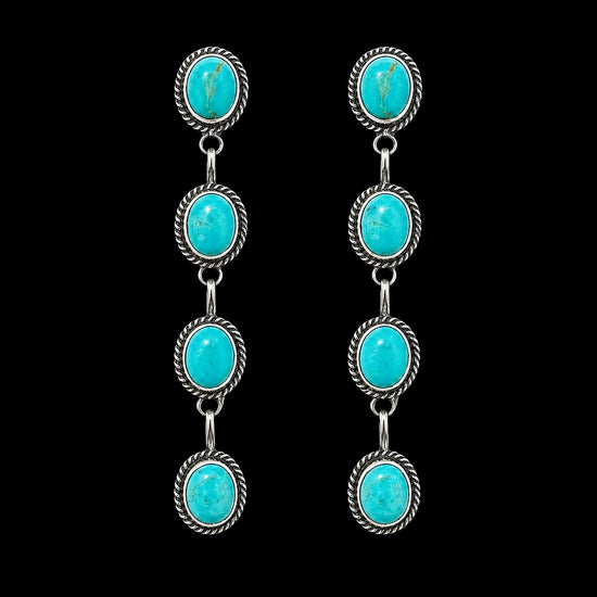 Kingman Turquoise earrings handcrafted by Native American artist Judith Dixon