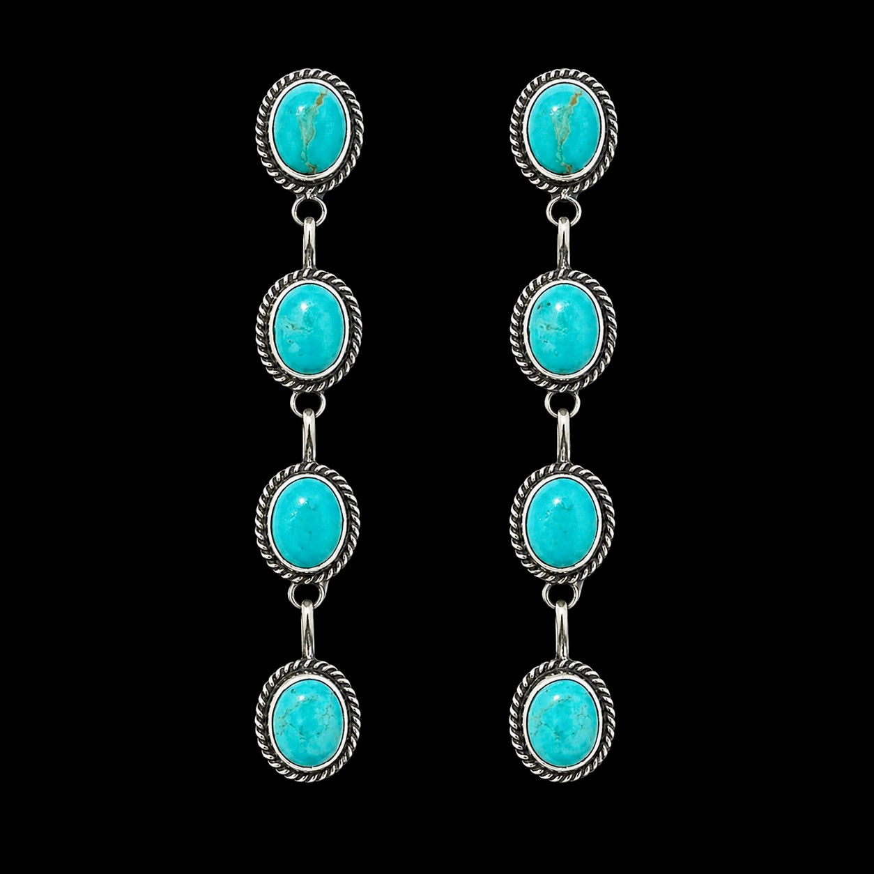 Kingman Turquoise earrings handcrafted by Native American artist Judith Dixon