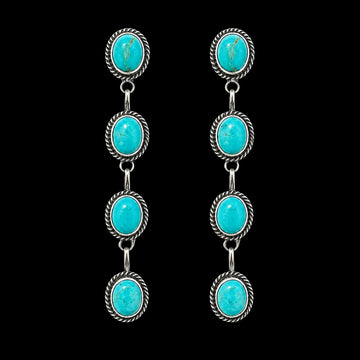 Kingman Turquoise earrings handcrafted by Native American artist Judith Dixon