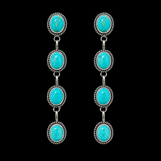 Kingman Turquoise earrings handcrafted by Native American artist Judith Dixon