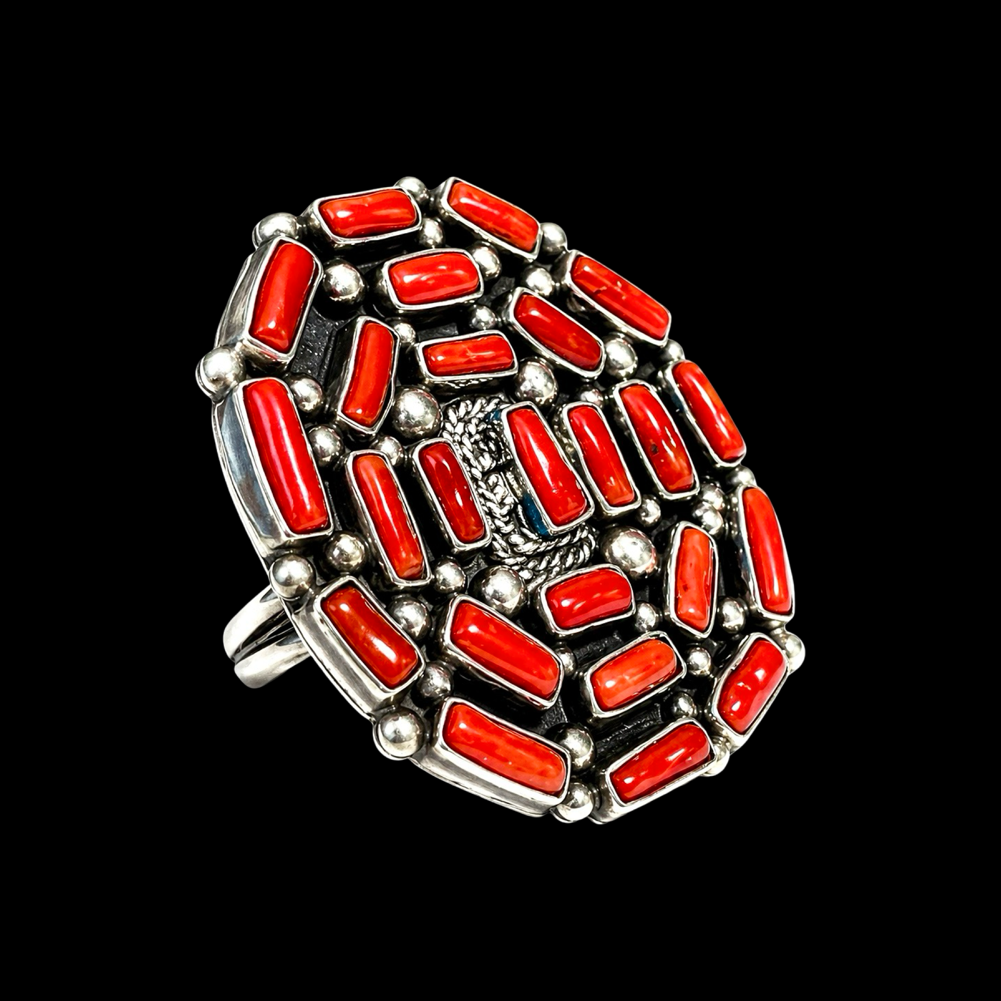 Mediterranean Coral ring handcrafted by Native American artist Brian Jones