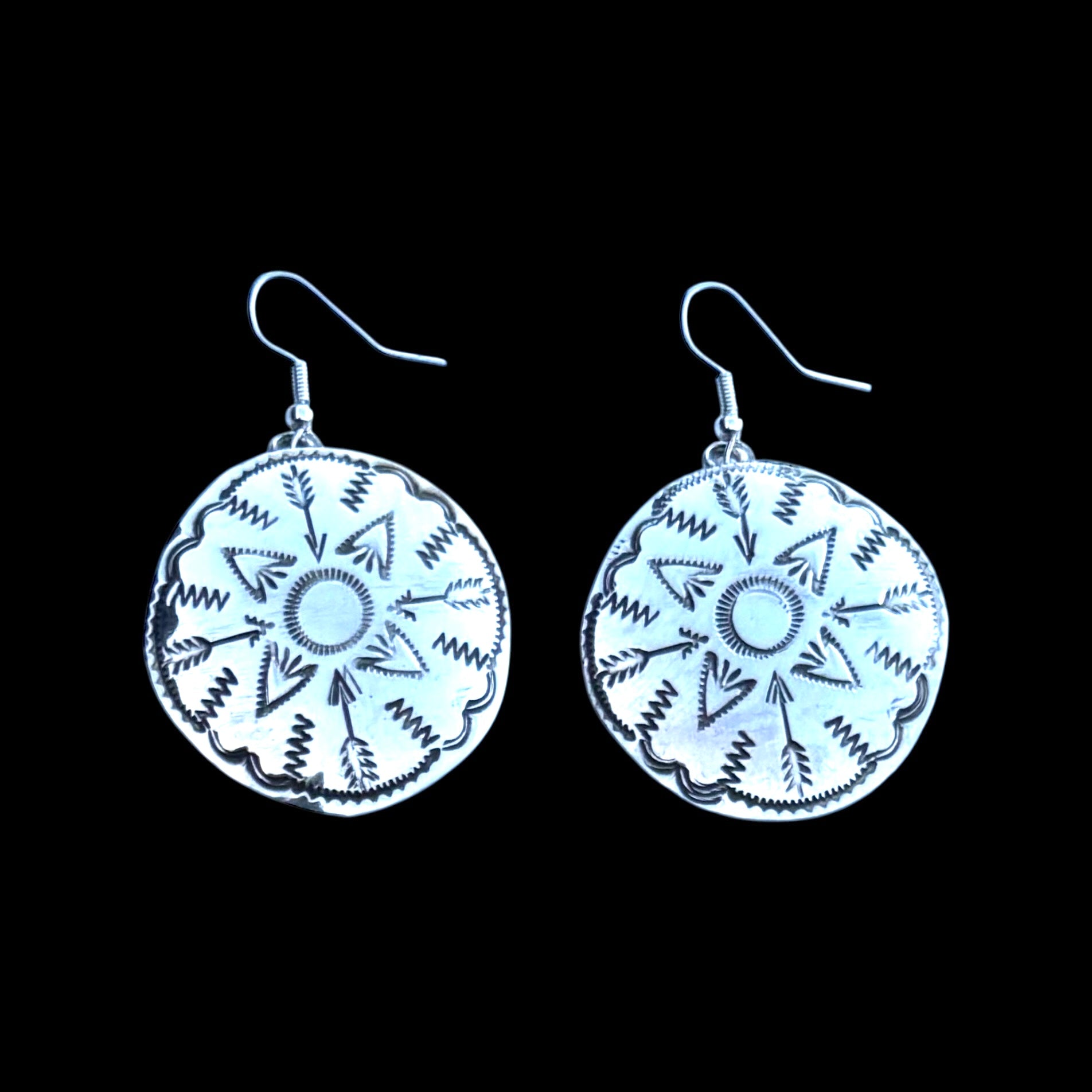 Sterling Silver earrings handcrafted by Native American artist Navajo Artist