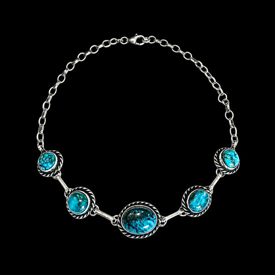 Kingman Turquoise choker handcrafted by Native American artist Augustine Largo