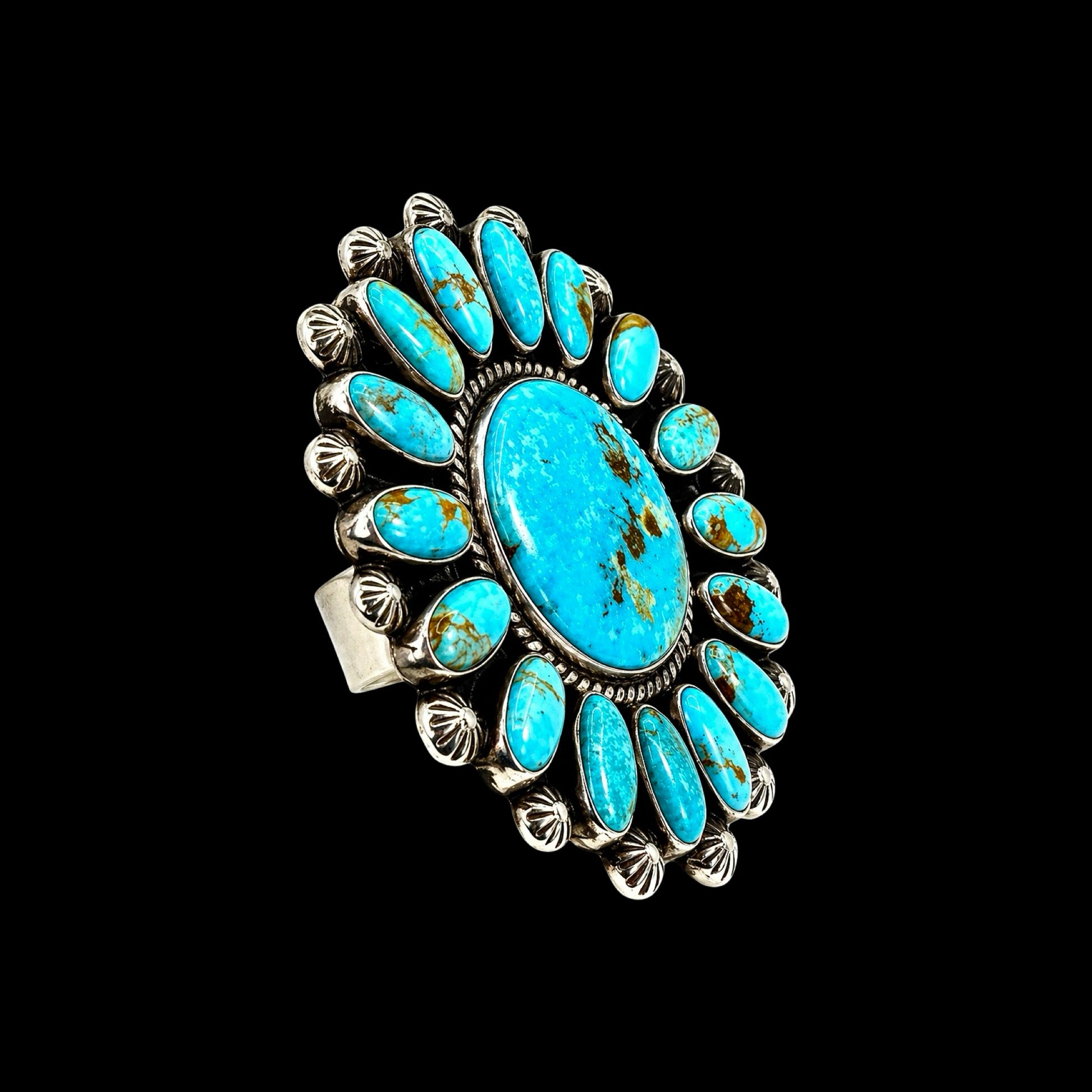Kingman Turquoise ring handcrafted by Native American artist Tyler Brown