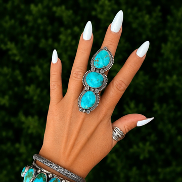 The Imperatrix Ring (Adjustable) - Kingman Turquoise by Travis Jim