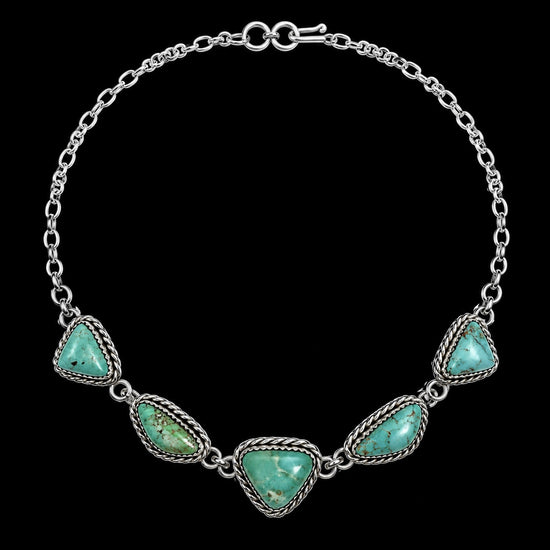 Kingman Turquoise choker handcrafted by Native American artist Lorenzo and Jerilyn Chee