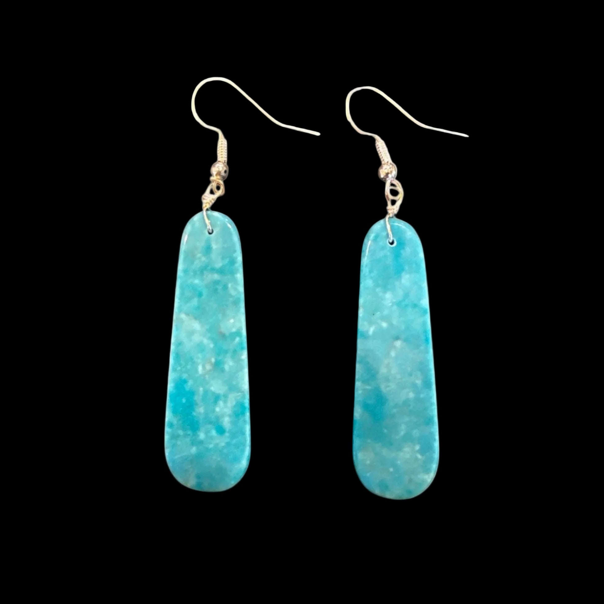 Turquoise Slabs earrings handcrafted by Native American artist Ella Mae Garcia