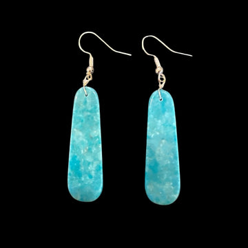 Turquoise Slabs earrings handcrafted by Native American artist Ella Mae Garcia
