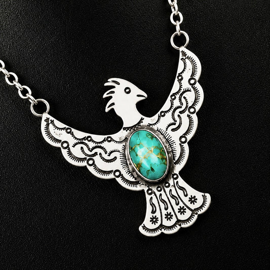 Natural Sonoran Gold Turquoise necklace handcrafted by Native American artist Bobby Johnson
