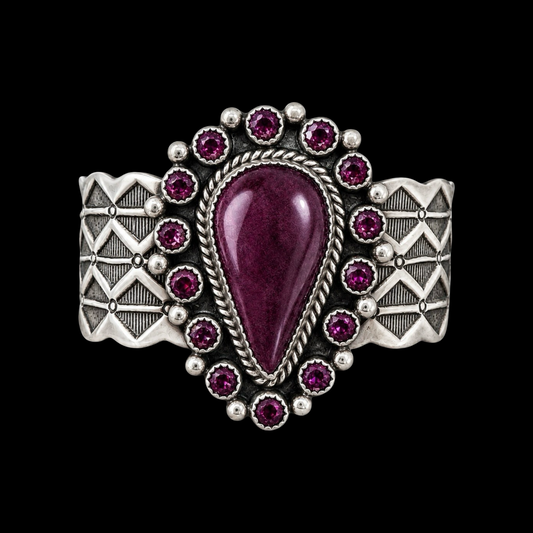 Purple Spiny Oyster bracelet handcrafted by Native American artist Elroy & Bernadette Chavez