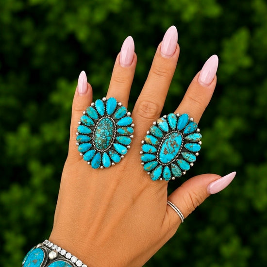 Kingman Turquoise ring handcrafted by Native American artist Pansy Johnson