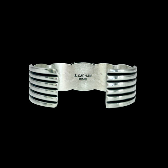 Natural Royston Turquoise cuff handcrafted by Native American artist Andy Cadman
