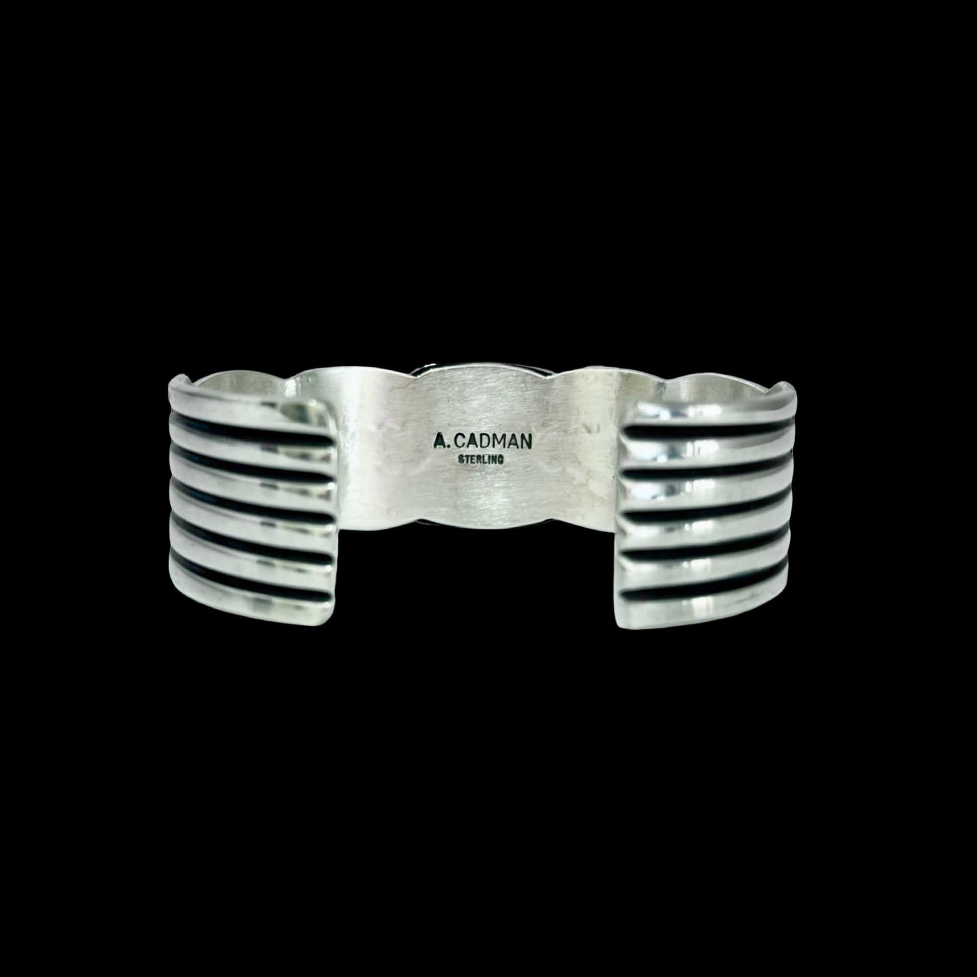 Natural Royston Turquoise cuff handcrafted by Native American artist Andy Cadman