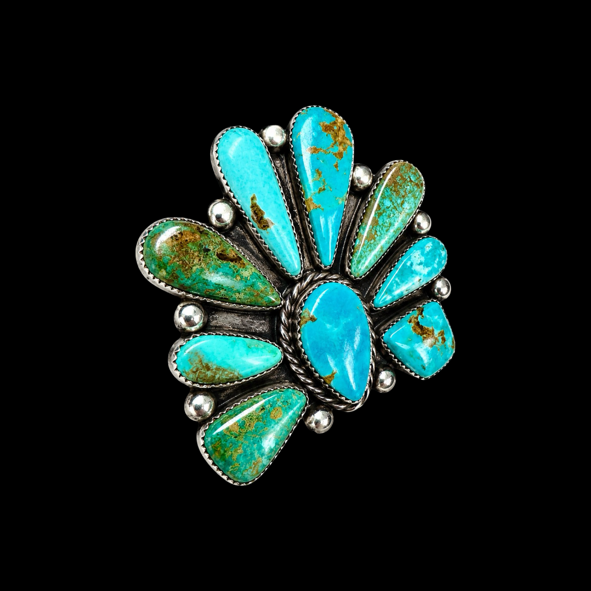 Kingman Turquoise ring handcrafted by Native American artist Marcus Chavez
