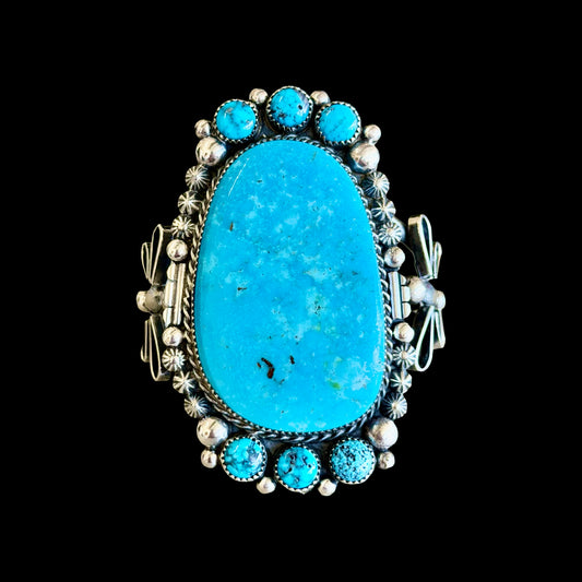 Blue Ridge Turquoise cuff handcrafted by Native American artist Marcus Chavez