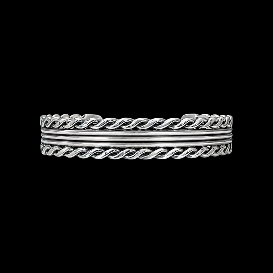 Sterling Stacker cuff handcrafted by Native American artist Leander Tahe