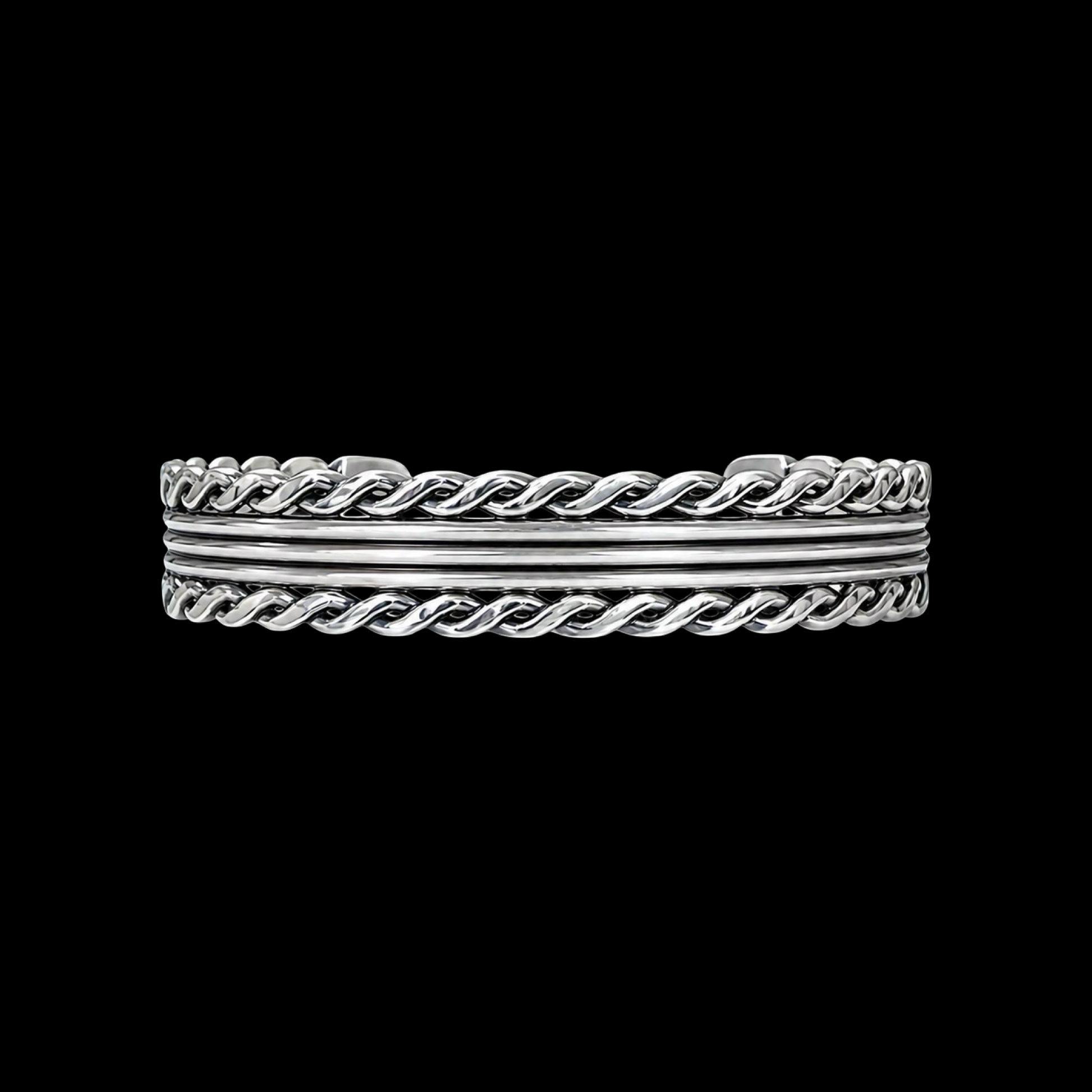 Sterling Stacker cuff handcrafted by Native American artist Leander Tahe