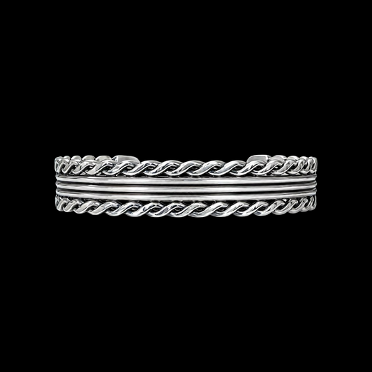 Sterling Stacker cuff handcrafted by Native American artist Leander Tahe