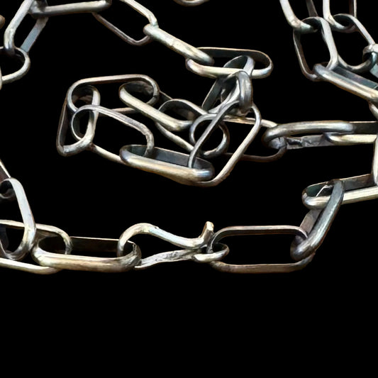 Sterling Silver paperclip lariat handcrafted by Native American artist Lenora Garcia ￼