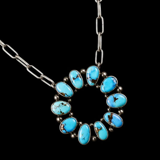 Golden Hills Turquoise necklace handcrafted by Native American artist Shiela Becenti