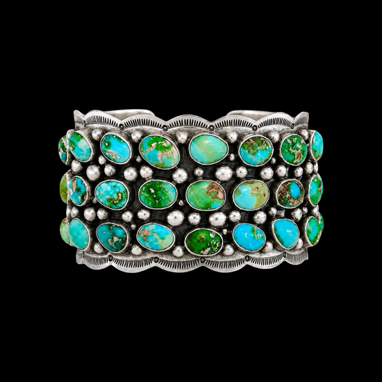 Sonoran Gold Turquoise bracelet handcrafted by Native American artist Tom Lewis
