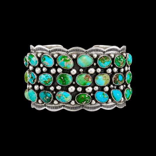 Sonoran Gold Turquoise bracelet handcrafted by Native American artist Tom Lewis