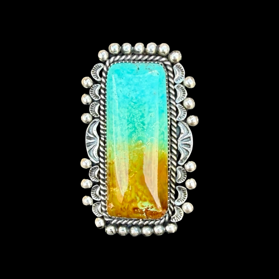Kingman Turquoise ring handcrafted by Native American artist Marcus Chavez