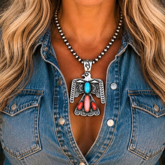 Multi-stone pendant handcrafted by Native American artist Richard Yazzie