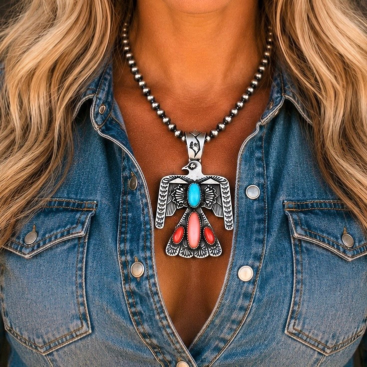 Multi-stone pendant handcrafted by Native American artist Richard Yazzie
