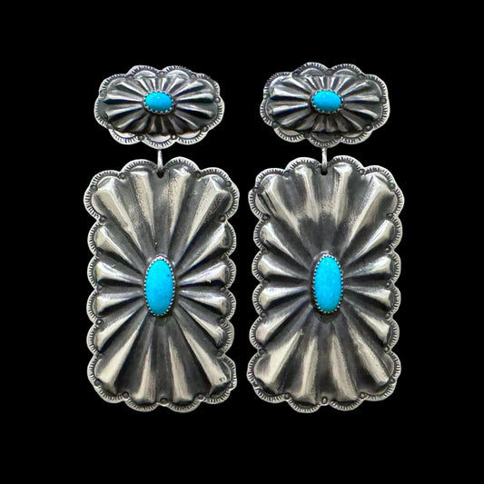 Sleeping Beauty Turquoise and Sterling Silver earrings handcrafted by Native American artist Glenn Livingston